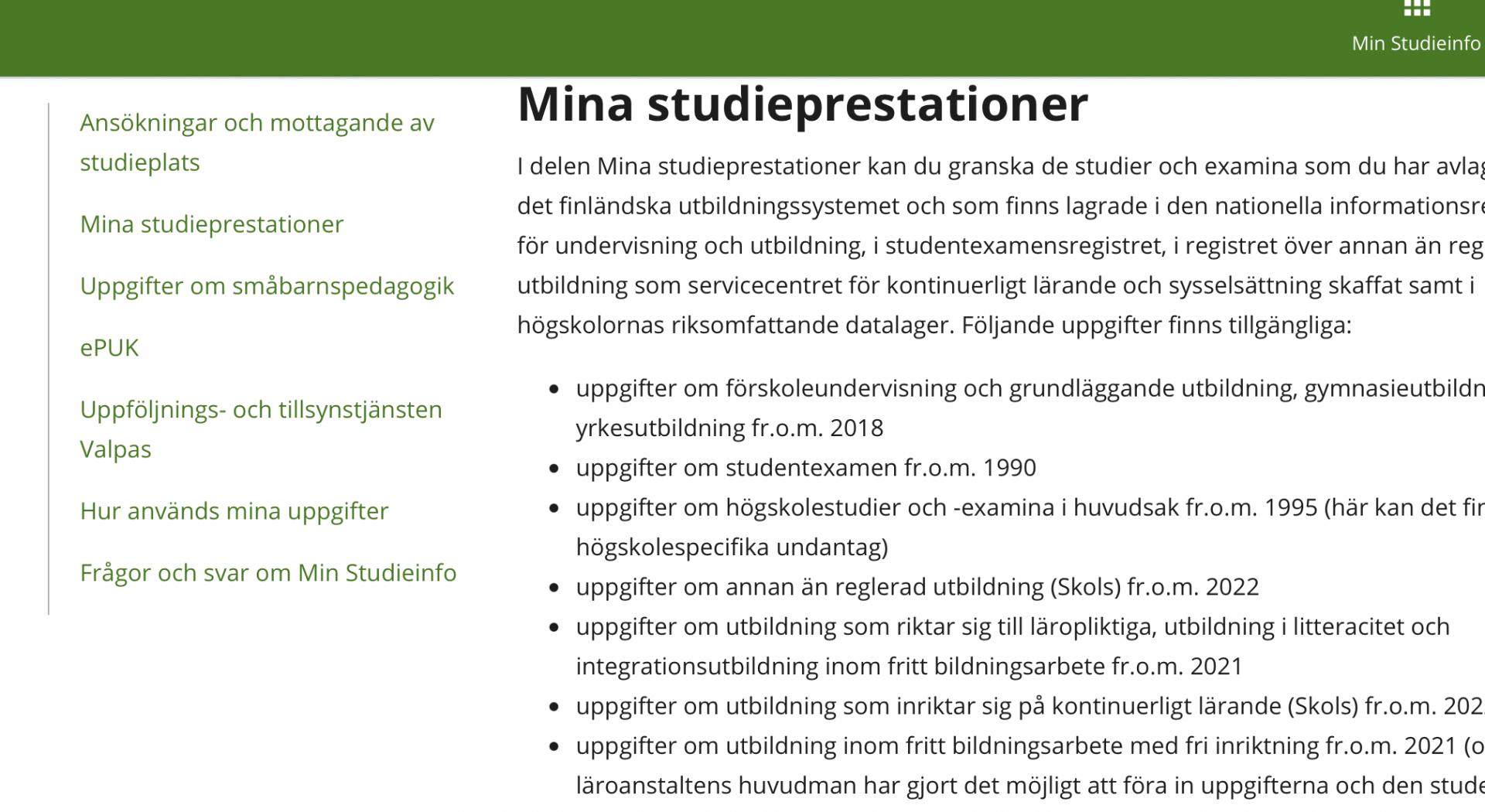 Koski finns i minstudieinfo